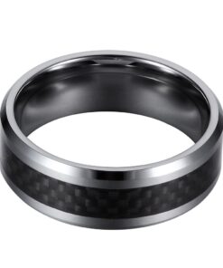 L-Ring 8MM Tungsten Carbide Ring with Fiber Inlay and Polished Beveled Edges Finish, Size 7-14 6 7 619BVK dN L