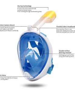 MountDog Snorkel Mask Full Face Snorkeling Mask with Panoramic View and Action Camera Mount,Anti-Fog and Anti-Leak Design Dive Mask for Adults and Youth blue Large-X-Large 11 619DAu9ymfL