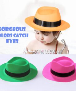 Novelty Place 12Pcs Neon Plastic Party Hats, Gangster Mafia Style for Kids and Adults in Birthday, Concerts, Music Party pack of 12 Multicolored 12 619EtfvHB3L