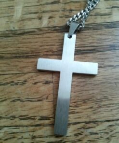 FIBO STEEL Stainless Steel Cross Pendant Chain Necklace for Men Women, 22-30 Inches 50*30*3mm cross, 24 inches chain 47 619F2OJvkL