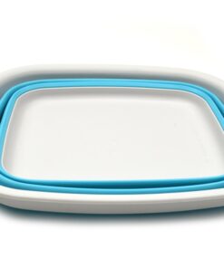 SAMMART 9.45L (2.5 Gallon) Collapsible Tub - Foldable Dish Tub - Portable Washing Basin - Space Saving Plastic Washtub (Bright Blue, M) Bright Blue Medium 12 619Fu2X1fL