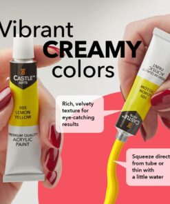 Alternative view of Castle Art Supplies 12 x 12ml Acrylic Paint Set | Value Beginner Set for Starters or Adult Artists | Quality Intense Colors | Smooth to Use on Range of Surfaces | In Neat Presentation Box 12 Count (Pack of 1)