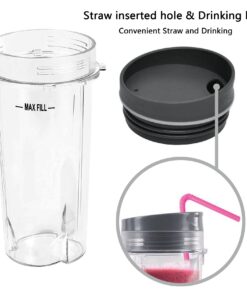 DSYJ 16 Ounce of Blender Cups & Replacement Parts Single Serve Cup Compatible with Ninja BL770 BL771 BL772 BL740 BL780 BL660 BL663 Professional Smoothie Blender | 2 Cups & 2 Cups Lid 10 619IBMAtdQL
