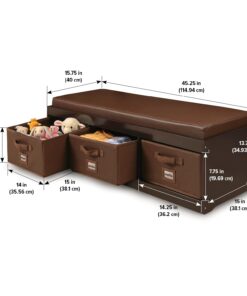 Badger Basket Kid's Padded Toy Storage Bench with Cushion and Three Fabirc Bins - Espresso Espresso/Espresso 25 619IVHy2wpS
