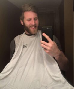 Beard King Beard Bib Apron - Christmas Gifts & Stocking Stuffers for Dad - As Seen on Shark Tank - Men's Hair Catcher for Shaving - Grooming Accessories - Packing Pouchl, White White (Deluxe Version) 31 619K4jnz4oL