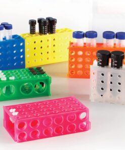Heathrow Scientific HS29022G Interlocking 4 Way Tube Rack, Polypropylene, Assorted Colors (Blue, Green, Pink, Yellow, Orange), Pack of 5 7 619MmXPk54L
