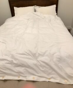 SUPERIOR Brushed Microfiber Solid Comforter, Down Alternative Bedding, Reversible, Medium Weight, Fluffy, Decorative, Duvet Insert, Oversized Blanket, Box Quilt Design, Queen, White 56 619Oo24CKAL