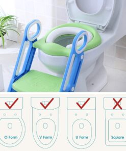 Potty Training Toilet Seat with Step Stool Ladder for Boys and Girls Baby Toddler Kid Children Toilet Training Seat Chair with Handles Padded Seat Non-Slip Wide Step (Blue Green) Blue+Green 43 619P5PcNTXL