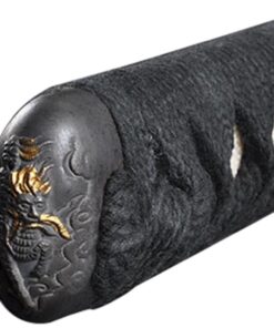 Handmade Sword - Samurai Katana Sword, Battle Ready, Hand Forged, 1045 Carbon Steel, Heat Tempered, Full Tang, Sharp, Fudo Myoo Tsuba, Fudo Myoo Engraving on The Blade, Red/Black Wooden Scabbard 13 619QlV1T5cL