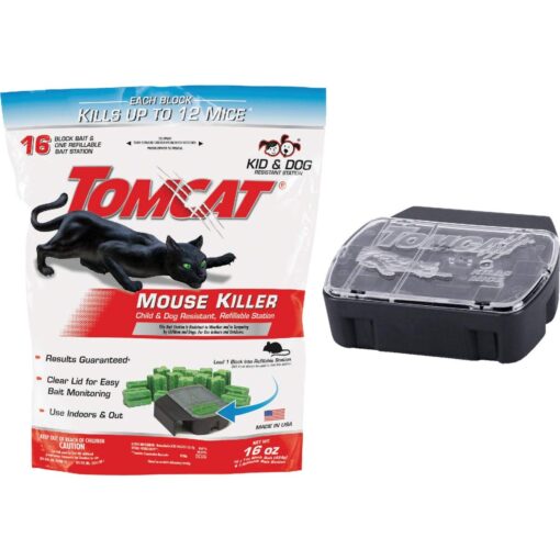 Tomcat Mouse Killer I Tier 1 Refillable Mouse Bait Station, 1 Station with 16 Baits (Bag)