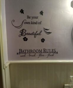 Black 5.5" x 22" Bathroom Rules Wash Brush Floss Flush Quote Saying Wall Sticker Home Decal Decor for Bathroom 5.5" x 22" Black 22 619SMl4TmkL