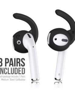 EarBuddyz 2.0 Ear Hooks and Covers Accessories Compatible with Apple AirPods 1 & 2 or EarPods Headphones/Earphones/Earbuds (3 Pairs) (Black) Black 32 619U6aoONPL
