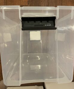 Sterilite 70 Qt Ultra Latch Box, Stackable Storage Bin with Latching Lid, Organize Clothes, Sport Gear in Basement, Clear with White Lid, 4-Pack 70 Quart 39 619UgcjQbQL