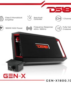 DS18 GEN-X1800.1D Car Audio Amplifier 1-Channel Class D 1800 Watts Max Monoblock Amp - Bass Remote Knob Included - Lightweight Design - High Efficiency Rate 1 Channel 9 619YHBfbnL