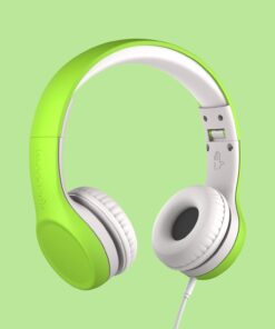 LilGadgets Connect+ Kids Headphones Wired with Microphone, Volume Limiting for Safe Listening, Adjustable Headband, Cushioned Earpads for Comfort, School Headphones for Kids, Green 26 619aElKlXBL