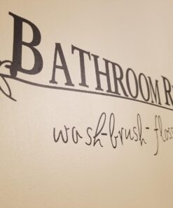 Black 5.5" x 22" Bathroom Rules Wash Brush Floss Flush Quote Saying Wall Sticker Home Decal Decor for Bathroom 5.5" x 22" Black 15 619aWWlUYRL