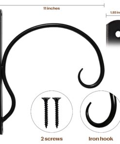 UpBlend Outdoors Plant Hangers Outdoor Hook - 10 X 13.75 Inch Heavy Duty Plant Hanger Bracket, Indoor Wrought Iron Wall Plant Holder, Flower Hooks for Hanging Baskets, Lantern, Windchime Strong, 1 Pack 20 619cY62iWAL