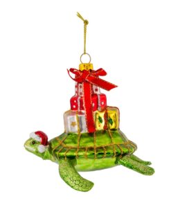 Alternative view of Kurt Adler 4" Glass Turtle with Gift Ornament for Christmas