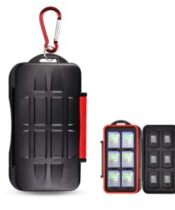 Kiorafoto Professional Water-Resistant Anti-Shock Holder Storage SD SDHC SDXC TF Memory Card Case Protector Cover with Carabiner for 12SD Cards & 12 Micro SD Cards for 12 SD + 12 Micro SD 42 619dKtNW5yL