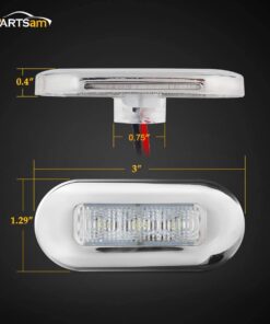 Partsam 4pcs 3" Blue LED Oblong Courtesy Light Marine Boat Deck Transom Stern Light for Yacht Pontoon Fishing Boat Kayak Sailboat, Sealed Boat Cabin Lights, 12V, Clear Lens, Surface Mount 20 619fj Jy0aL