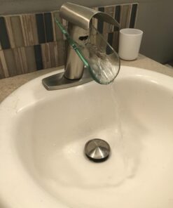 BWE Waterfall Bathroom Faucet Chrome Glass Spout Bathtub Sink Faucets with Supply Lines Single Handle Single Hole Modern Lavatory Vanity Bath Mixer Tap 37 619nqY77MQL