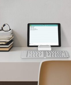 IKOS Folding Bluetooth Wireless Keyboard Slim Pocket Portable Travel Foldable Full Size Keyboard with Stand Holder for iPhone6-13 Max iPad Mini/Pro/Air, iOS Android Windows Laptop Smartphone/Tablet 35 619qO7esasL