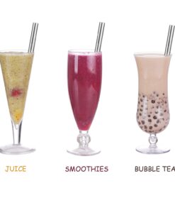 ALINK Reusable Boba Straws with Case and Cleaning Brush, 4-Pack Extra Wide Stainless Steel Metal Bubble Tea Straw for Smoothie, Shakes, Tapioca Pearl, 12 mm x 9 inch Silver 28 619r8vGaIbL