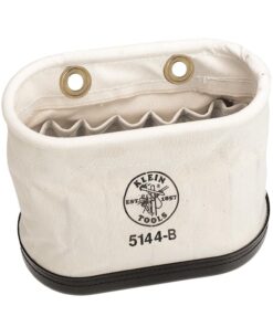 Klein Tools 5144B Canvas Bucket, Aerial Oval Tool Bucket with Polypropylene Bottom, 15 Interior Pockets