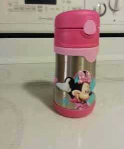 THERMOS Vacuum Insulated Stainless Steel 10-Ounce Straw Bottle, Minnie's Bow-Tique 11 619uTwLj5BL