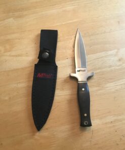 MTech USA – Fixed Blade Knife – Satin Finish Stainless Steel Blade, Brown Wood Handle with Stainless Steel Bolster, Includes Nylon Sheath - Hunting, Camping, Survival, Tactical – MT-20-03 54 619xS4jlsJL