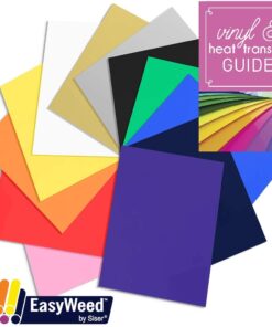SISER EasyWeed Heat Transfer Vinyl Sample Pack, 12 Inch x 15 Inch Top 12-Color Assorted BUNDLE with Application Guide 9 61A2jRv4oxL