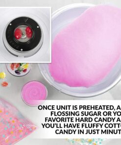 Nostalgia Vintage Hard and Sugar Free Countertop Original Cotton Candy Maker, Includes 2 Reusable Cones And Scoop – Pink, Main 24 61A698yTeDL