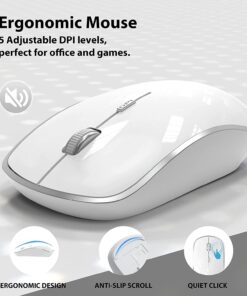 Wireless Keyboard and Mouse,J JOYACCESS USB Slim Wireless Keyboard Mouse with Numeric Keypad Compatible with iMac Mac PC Laptop Tablet Computer Windows -Silver White 32 61A9guvptDL