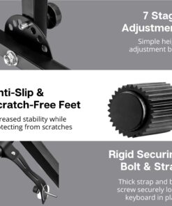 Flexzion Classic Keyboard Stand Musician Electronic Piano Organ Single Tube X Type 7 Position Folding Adjustable Height Metal Braced Rack Portable with Locking Straps 9 61ABlpKV5fL