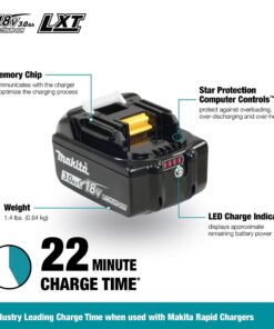 Makita BL1830-2 18V LXT® Lithium-Ion 3.0Ah Battery, 2/pk 12 61AHdPGDXOL