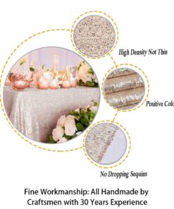 ShinyBeauty 60inx102in Sequin Tablecloth for Wedding/Party- Champagne Blush 60x102-Inch 24 61AJHtiYGTL