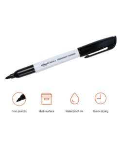 Amazon Basics Fine Point Tip Permanent Markers, Black, 12-Pack 1 Count (Pack of 12) 30 61AKbgTVzYL