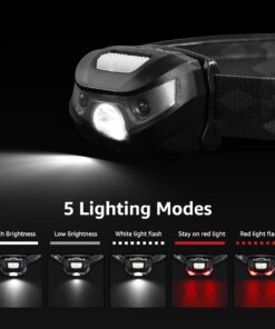 Alternative view of Lighting EVER LED Rechargeable Headlamp, L3200 High Lumen Bright Head Lamp with 5 Modes and White Red Light, Waterproof Forehead Flashlight for Outdoor Camping, Hiking, Hunting, Running, Survival 1