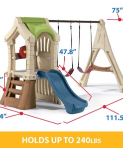 Step2 Play Up Gym Set for Kids, Outdoor Swing Set, Backyard Slide, Swings, Playhouse, & Crawl Space, Two Tier, Easy Set Up, Toddlers Ages 3-6 Years Old 20 61AMn20abEL