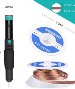 Tabiger Solder Wick & Desoldering Pump, Solder Sucker & Desoldering Wick, 2pcs Solder Braid (2.5mm Width, 1.5m Length)- Desoldering Vacuum Pump Solder Remover 11 61ARtnv edL