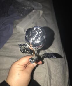 Elegance Long Stem Rose Ring Holder, 9", Silver 45 61AVnS9IxkL