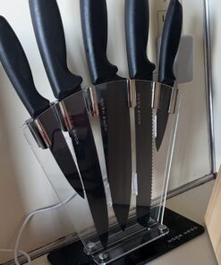 Home Hero 7 Pcs Kitchen Knife Set, Chef Knife Set & Steak Knives - Professional Design Collection - Razor-Sharp High Carbon Stainless Steel Knives with Ergonomic Handles (7 Pcs - Black) 7 Pcs - Black 32 61AXbmciOmL