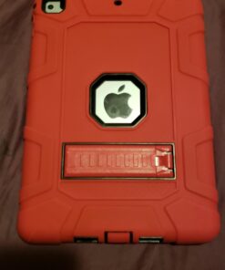 Rantice iPad 6th Generation Cases, iPad 5th Generation Case, iPad Air 2 Case, iPad 9.7 Case, Shockproof Rugged Drop Protection Cover Built with Kickstand for iPad 9.7'' A1893/A1954/A1822/A1823(Red) Red+Black 44 61AZjo2x95L