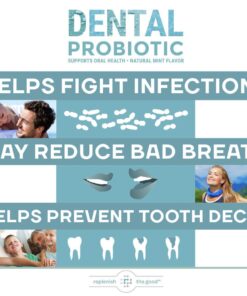 Replenish the Good Dental Probiotic | Vegan Supplements w/BLIS K12 & M18 | Boosts Oral Health | Fights Bad Breath (Halitosis), Tooth Decay, Strep Throat | 60 Sugar-Free Chewable Tablets (Mint Flavor) 60 Count (Pack of 1) 19 61AaulWy2OL