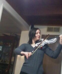 Cecilio Electric/Silent Violin - Style 2, Full Size (4/4) - Ebony Fittings - Metallic Pearl White - Includes Case, Bow, Rosin, Aux Cable, and Headphones 4/4-size 24 61AbhVTn4L