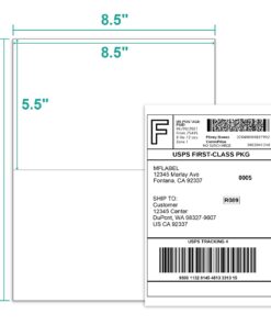 MFLABEL Half Sheet Labels with Self Adhesive,8.5 x 11 Inches Packaging Labels, Address Labels, Shipping Labels for Laser & Inkjet Printers,1000 Count(500 Sheets) 500 Sheet 8.5" x 5.5" (2-up) 8 61AeRUy0RYL 1