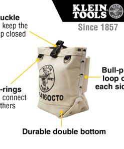Klein Tools 5416OCTO Tool Bag, Bull-Pin and Bolt Pouch, No. 4 Canvas with Tunnel Connection, 5 x 5 x 9-Inch 8 61AfdzX9pES