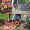 Walk Maker, Pathmate Stone Moldings Paving Pavement Concrete Molds Stepping Stone Paver Walk Way Mold for Patio, Lawn & Garden(Big Size:16.9 x 16.9 x 1.6 inch) Big Size:16.9 x 16.9 x 1.6 inch