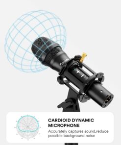 MAONO USB/XLR Podcast Dynamic Microphone, Studio Mic Kit with Volume Control, Shock Mount, Pop Filter, Ideal for Vocal, Instruments Recording, Voice Over, Live Streaming (HD300T) Black 31 61AhJnVMFCL