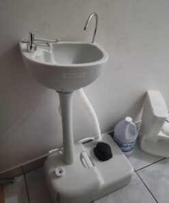 SereneLife Portable Camping Sink w/Towel Holder & Soap Dispenser - Hand Wash Basin Stand w/Rolling Wheels - For Outdoor Events, Gatherings, Worksite & Camping White Standard Towel Holder & Dispenser 51 61Ai3EmbML 1